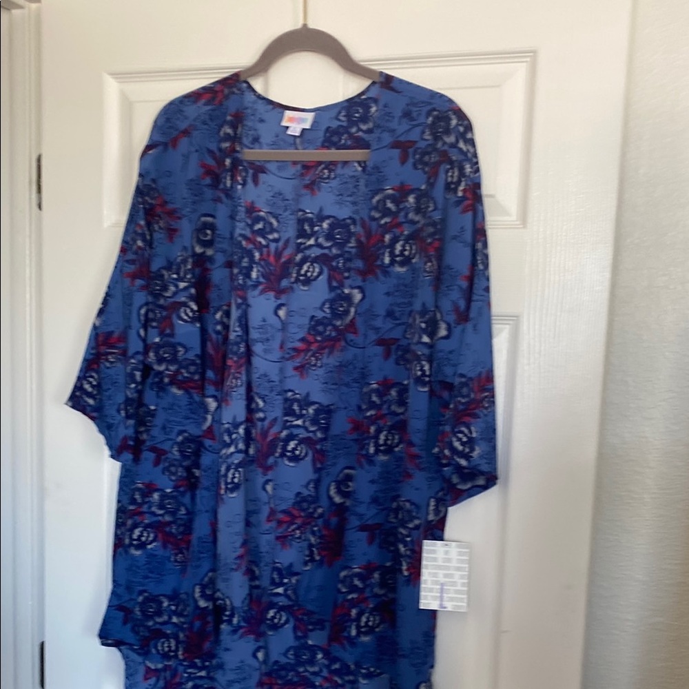NWT LuLaRoe Lindsey Floral Blue Kimono Cardigan